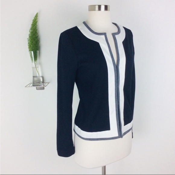 Navy and White Open Front lightweight Cardigan jacket - Picture 3 of 8